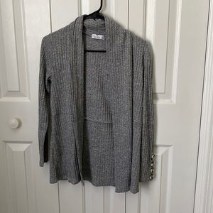 Gray Cardigan with Buttoned Sleeves
